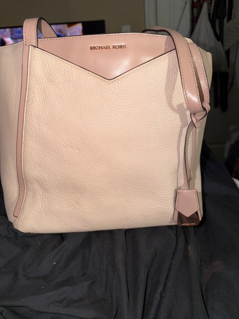 Michael Kors Two-Tone Leather Whitney Tote in Blush w/rose gold hardware